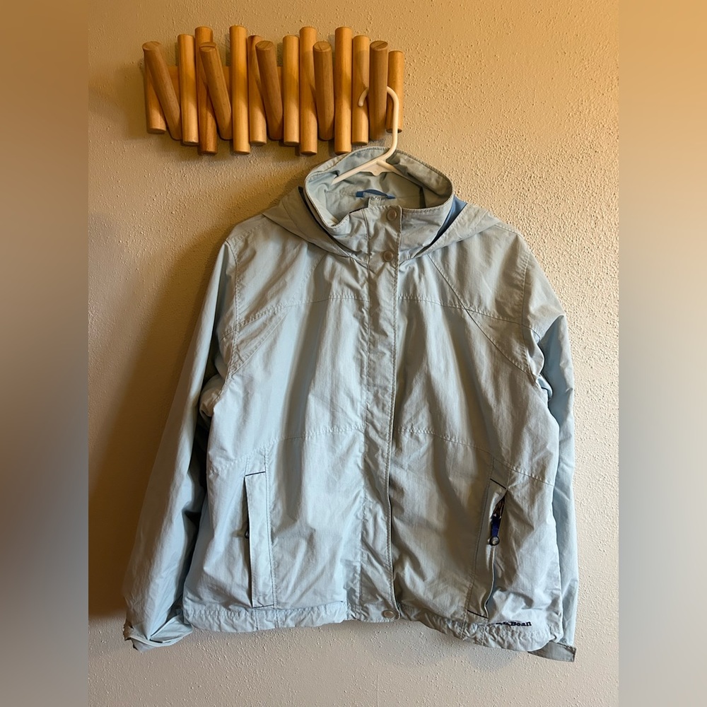 Light Blue LL Bean jacket, windbreaker, with hood. Size L